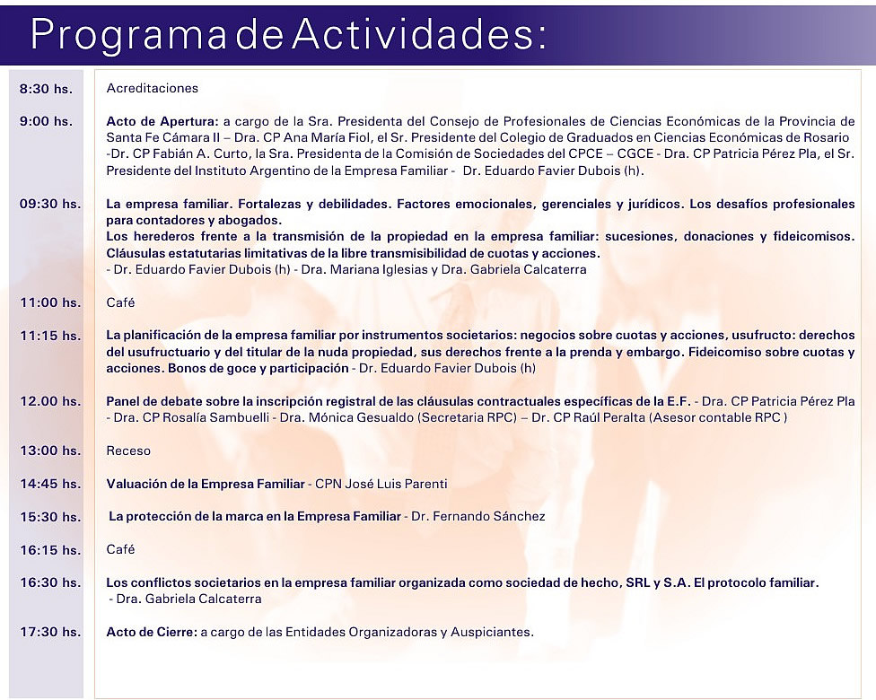 Jornada de Análisis de la Problemática de la Empresa Familiar